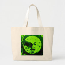 A Trip to the Moon (Martian Retro Green) Tote Bags