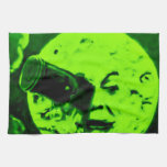 A Trip to the Moon (Retro Green) Towels