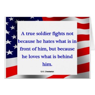"A true soldier" card