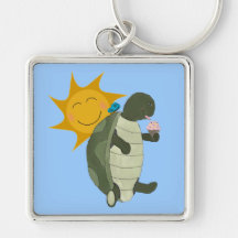 A Turtle Eating Ice Cream Keychain
