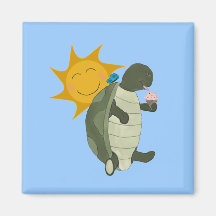 A Turtle Eating Ice Cream Magnet