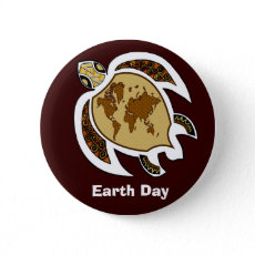 A Turtle For Earth Day On A Badge Button button