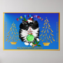 A Tuxedo Kitten Christmas Posters