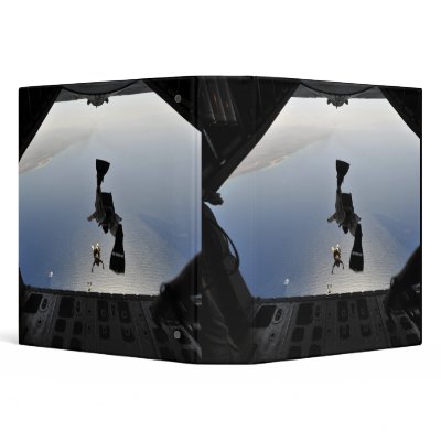 A US Air Force pararescueman jumping out Vinyl Binder by stocktrek