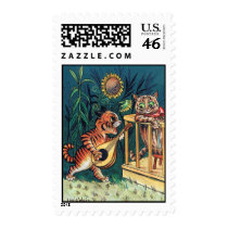 A Valentine's Day Serenade by Louis Wain Postage Stamp