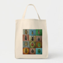 A variety of beetles in a beautiful pattern canvas bags