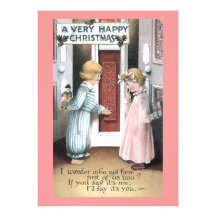 A Very Happy Christmas Vintage Greeting Card Personalized Announcement