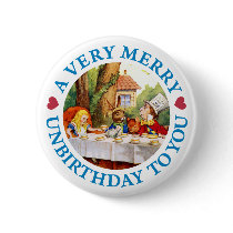 A VERY MERRY UNBIRTHDAY TO YOU PINBACK BUTTON