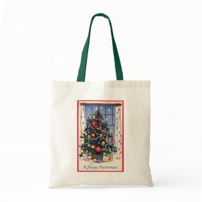 A Vintage  Happy Christmas Tree Bag by ArtisticFootprints