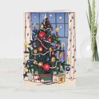 A Vintage Happy Christmas Tree Cards
