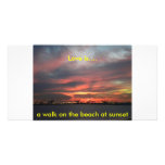 A walk on the Beach at Sunset Photo Card Template