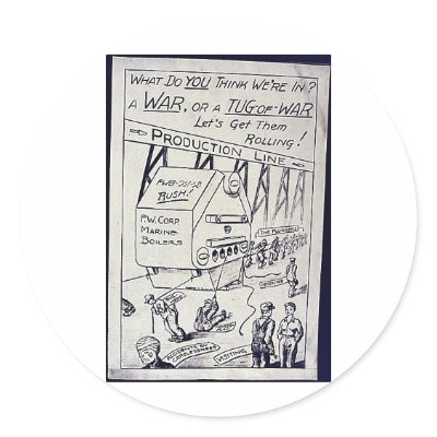 A War Or A Tug Of War Round Stickers by ww2posters