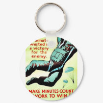 A Wasted Minute keychains by ww2posters A Wasted Minute keychains