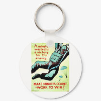 A Wasted Minute keychains by ww2posters A Wasted Minute keychains