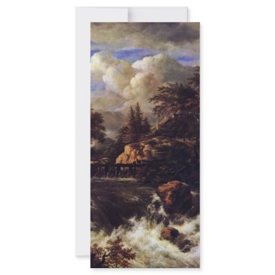 A Waterfall In A Rocky Landscape By Ruisdael Jacob Customized Rack Card by Artcollection