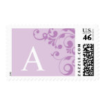 A Wedding Monogram Purple Postage Stamp