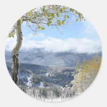 A Winter View Round Stickers
