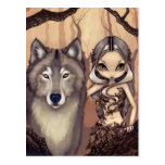 "A Wolfish Friend" Postcard postcards