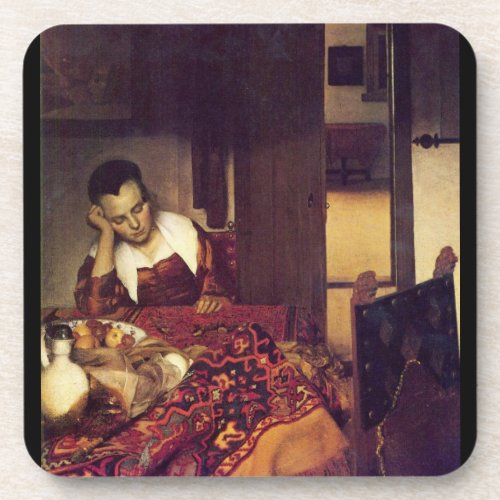 A woman asleep by Johannes Vermeer Coaster
