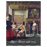 A Woman Drinking With Two Men By Hooch Pieter De ( Custom Flyer