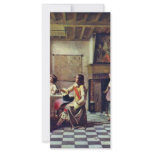 A Woman Drinking With Two Men By Hooch Pieter De ( Customized Rack Card