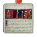 A Woman Taking an Oath before Christmas Tree Ornaments