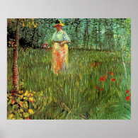 A Woman Walking in a Garden Print