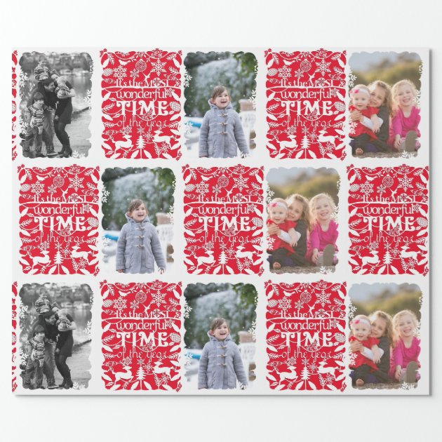 A Wonderful Time of the Year Christmas Photo Wrapping Paper 1/4