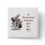 A Wonderland Invitation Just For You White Rabbit Buttons