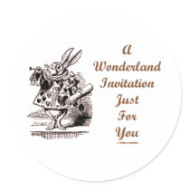 A Wonderland Invitation Just For You White Rabbit Sticker