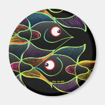 A World Full of Smiling Fishes Fridge Magnet