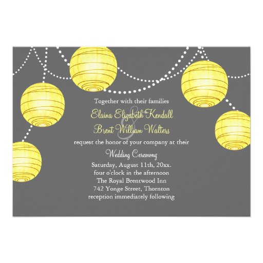 A Yellow & Gray Party Lanterns Wedding Invitation