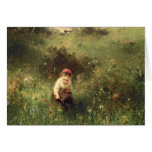A Young Girl in a Field Cards