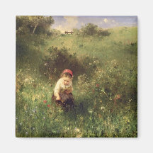 A Young Girl in a Field Magnet