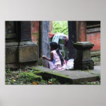 A Young Girl Relaxing at the Temple Poster
