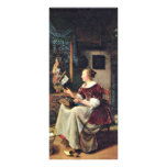 A Young Lacemaker Is Interrupted By A Special Bird Rack Card Template
