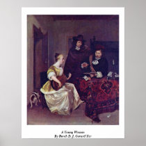 A Young Woman By Borch D. J. Gerard Ter Print