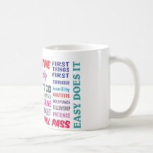 aa 12 steps slogans mug