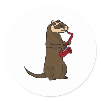 AA- Funky Ferret Playing the Saxophone Stickers