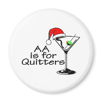 AA Is For Quitters Christmas Martini Magnet