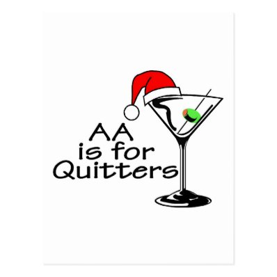 AA Is For Quitters Christmas Martini Post Cards