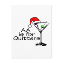 AA Is For Quitters Christmas Martini Post Cards