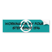 aa-symbol1, WORKING ON MY FOURTH STEP SINCE 1976 bumper stickers