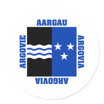 Aargau Switzerland Canton Flag Round Sticker