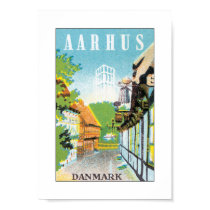 Aarhus Danmark (white) posters