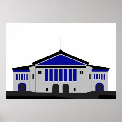 Aarhus Theater - grey Print by lonvig