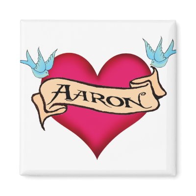 Aaron - Custom Heart Tattoo T-shirts & Gifts Refrigerator Magnet by customtattoogifts