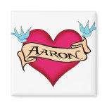 Aaron - Custom Heart Tattoo T-shirts &amp; Gifts Refrigerator Magnet