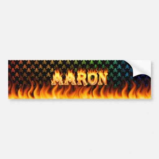 Aaron real fire and flames bumper sticker design.