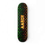 Aaron skateboard fire and flames design.